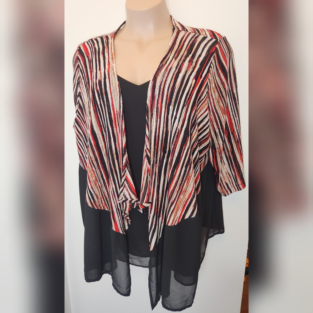 Catherines Plus Size Cover-Up Open Front Drape Knit Kimono Overpiece 2X